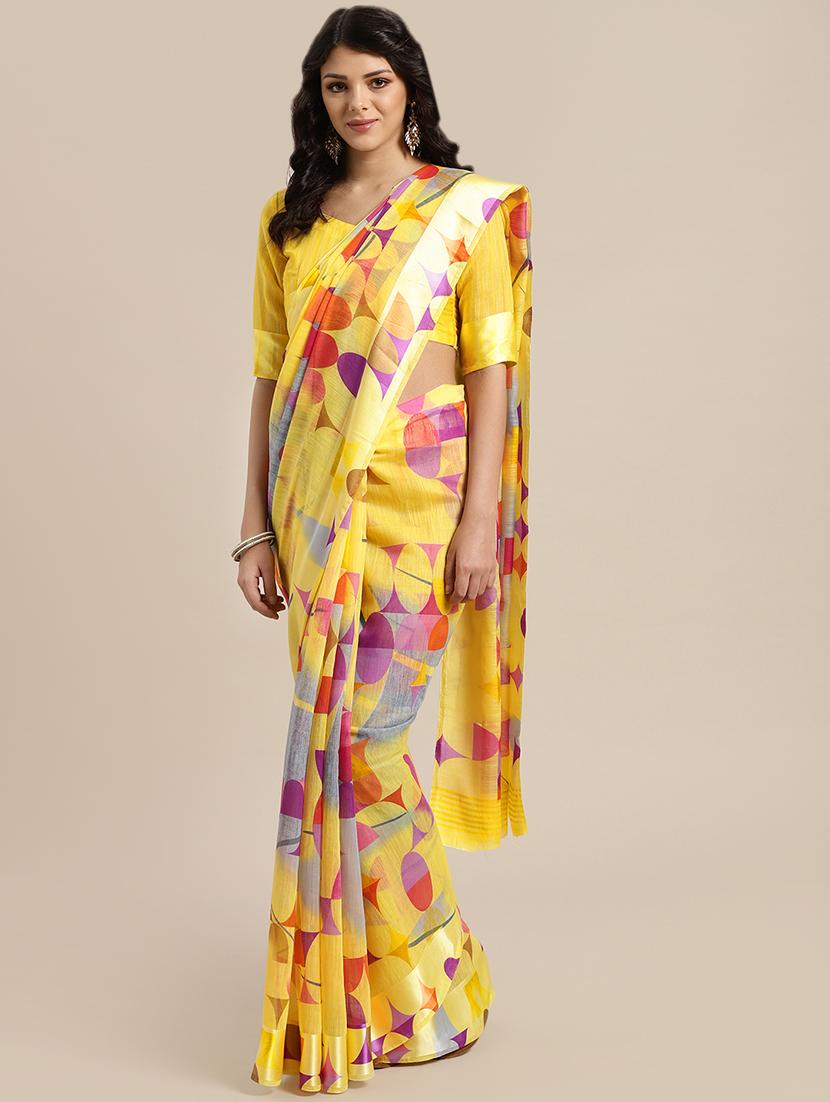 geometric printed saree with blouse - 16501283 - Zoom Image - 1
