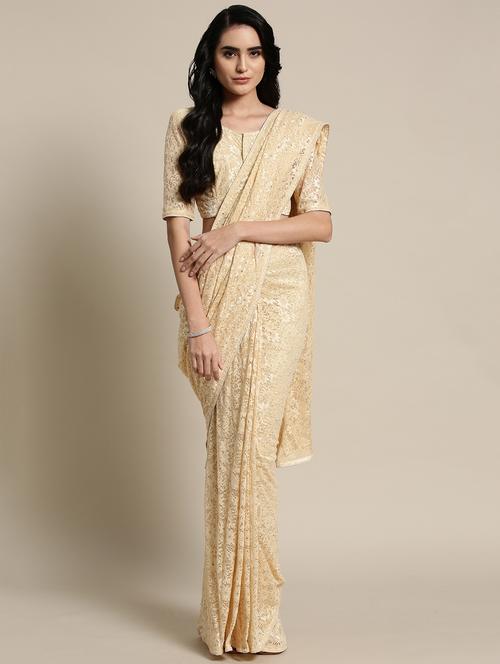 embellished net saree with blouse - 16501296 - Very Small Image - 1