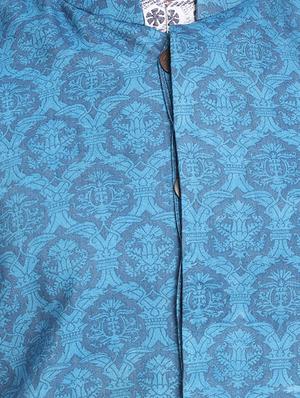 blue printed nehru jacket - 16501525 - Standard Image - 5