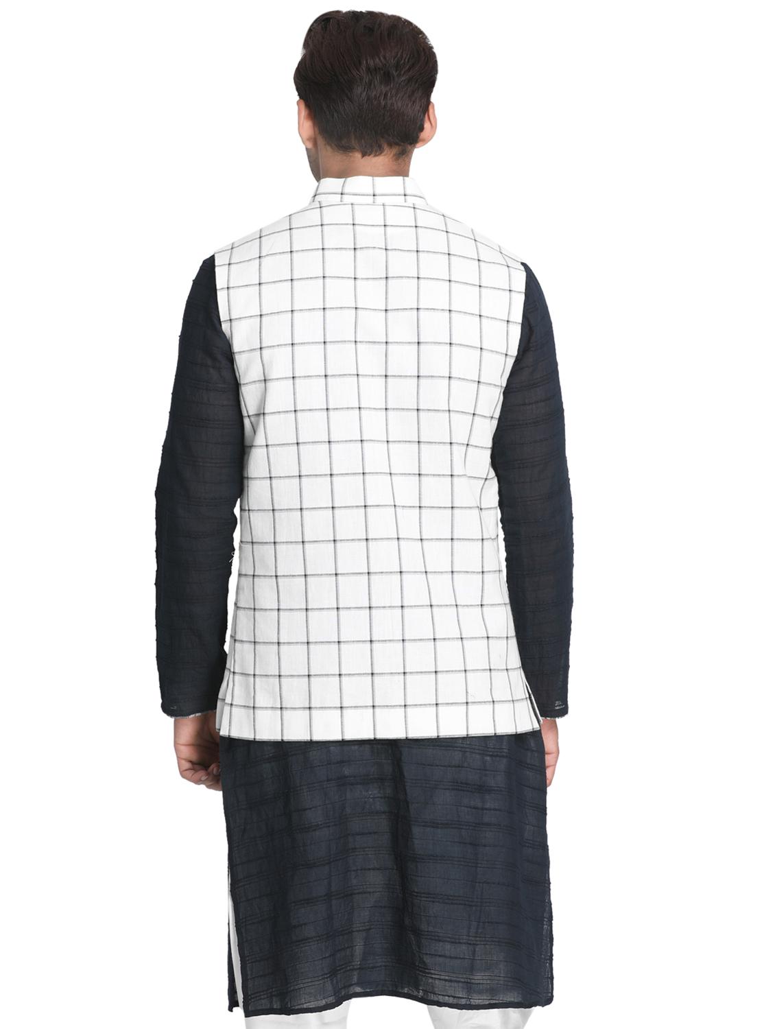 white checkered nehru jacket - 16501527 - Zoom Image - 3