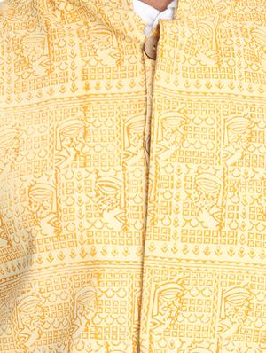 yellow printed nehru jacket - 16501528 - Standard Image - 5