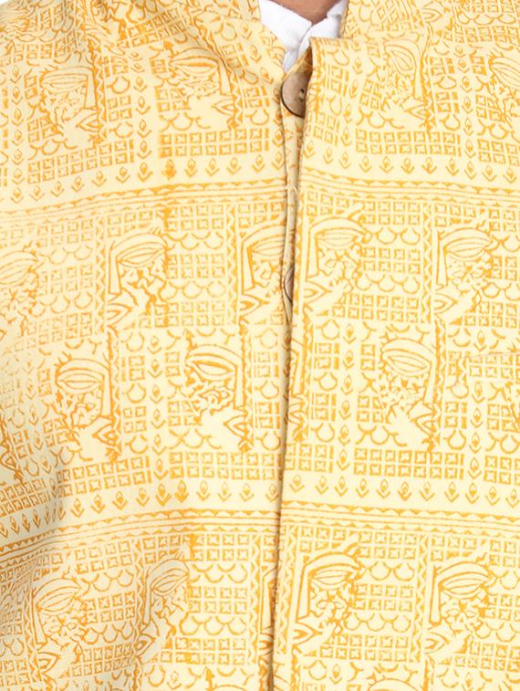 yellow printed nehru jacket - 16501528 - Zoom Image - 5