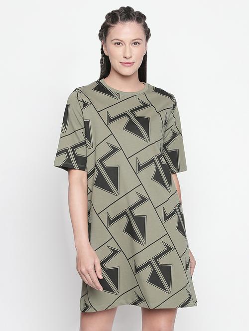 crew neck abstract shift dress - 16501575 - Standard Image - 1