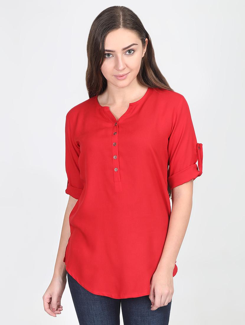 roll up sleeved solid tunic - 16501582 - Zoom Image - 1