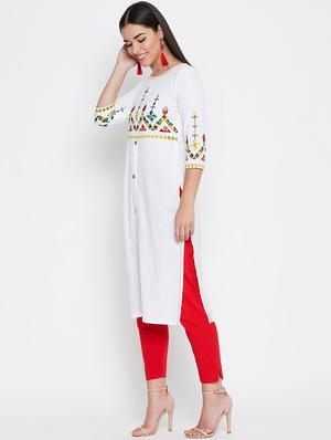 embroidered straight kurta - 16502284 - Standard Image - 2