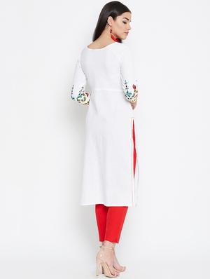 embroidered straight kurta - 16502284 - Standard Image - 3