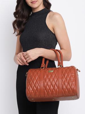 tan leatherette (pu) regular handbag - 16502369 - Standard Image - 5