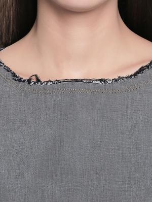 distress detail denim crop top - 16502420 - Standard Image - 4