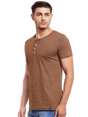 brown solid t-shirt - 16502431 - Standard Image - 2