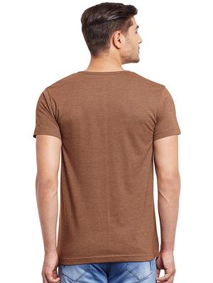 brown solid t-shirt - 16502431 - Standard Image - 3