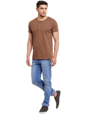 brown solid t-shirt - 16502431 - Standard Image - 4