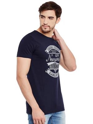 navy blue chest print t-shirt - 16502437 - Standard Image - 2