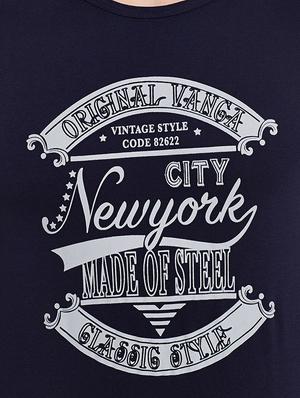 navy blue chest print t-shirt - 16502437 - Standard Image - 5