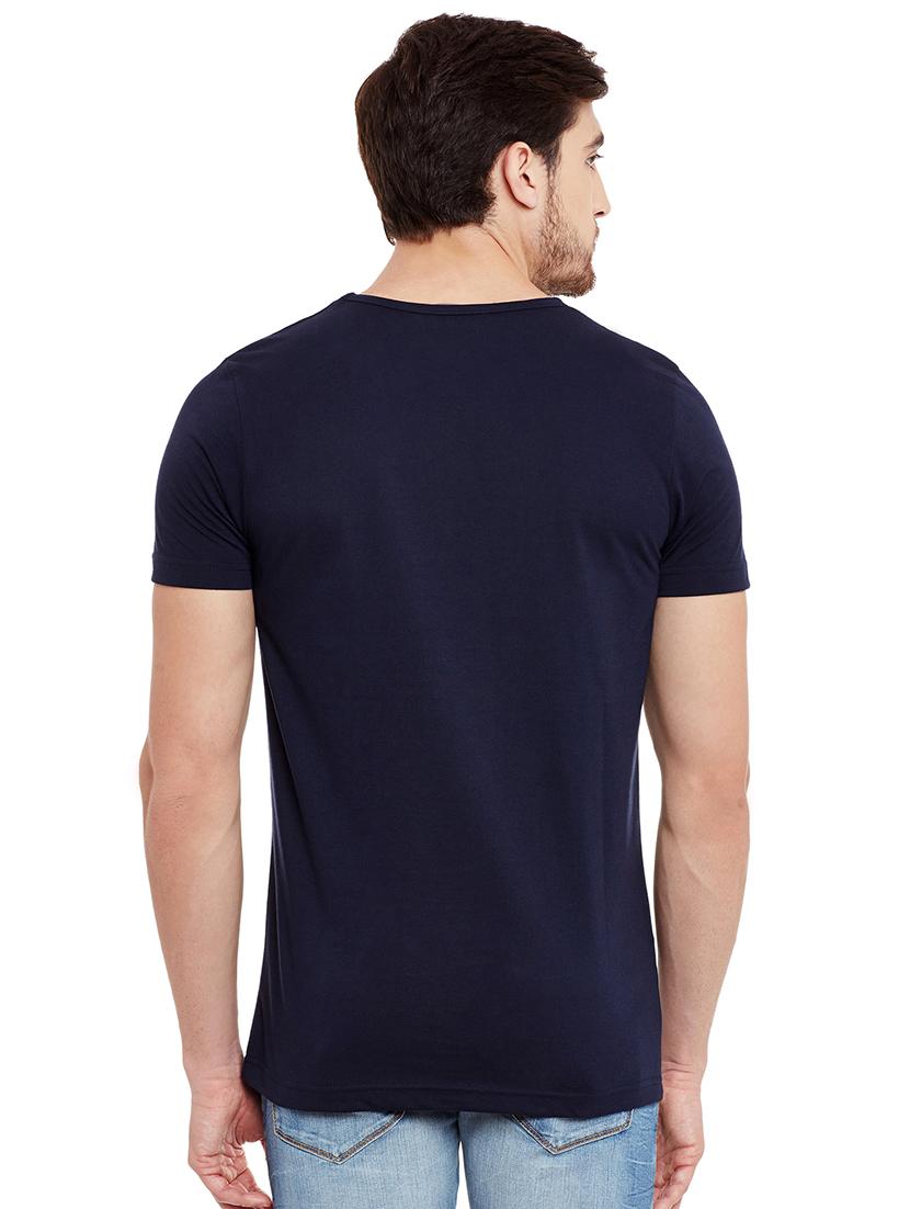 navy blue chest print t-shirt - 16502437 - Zoom Image - 3