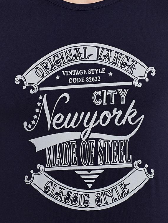 navy blue chest print t-shirt - 16502437 - Zoom Image - 5