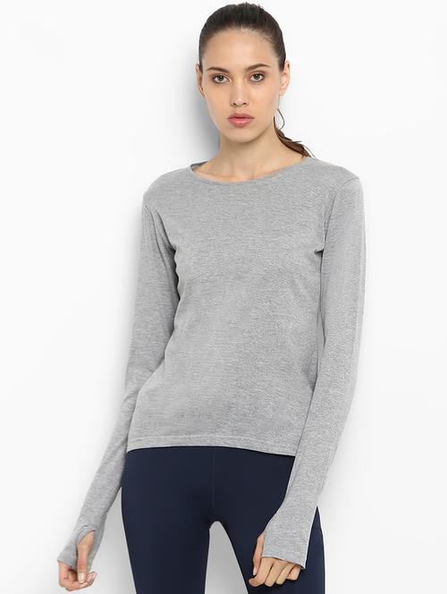 thumb hole sleeved solid tee - 16502703 - Standard Image - 1