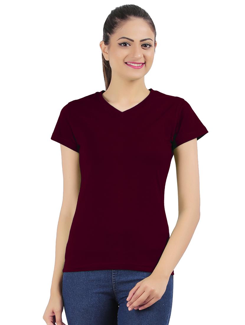 v- neck solid tee - 16502949 - Zoom Image - 1