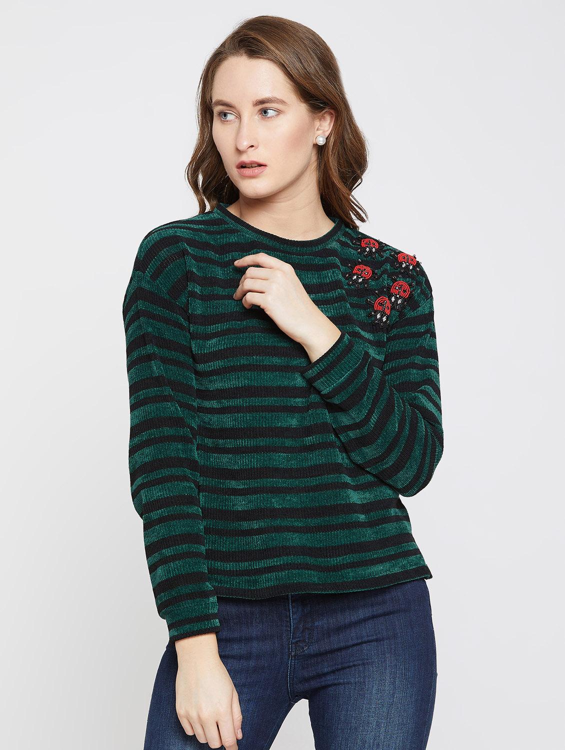 bug embellished striped pullover - 16503306 - Zoom Image - 1