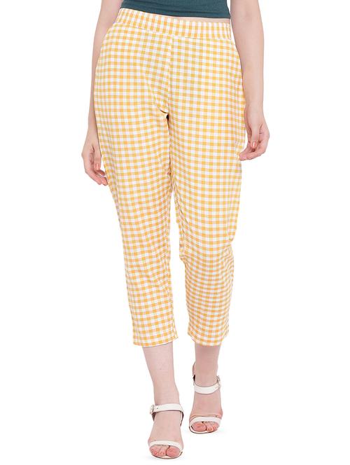 gingham flat front crop trousers - 16503933 - Standard Image - 1