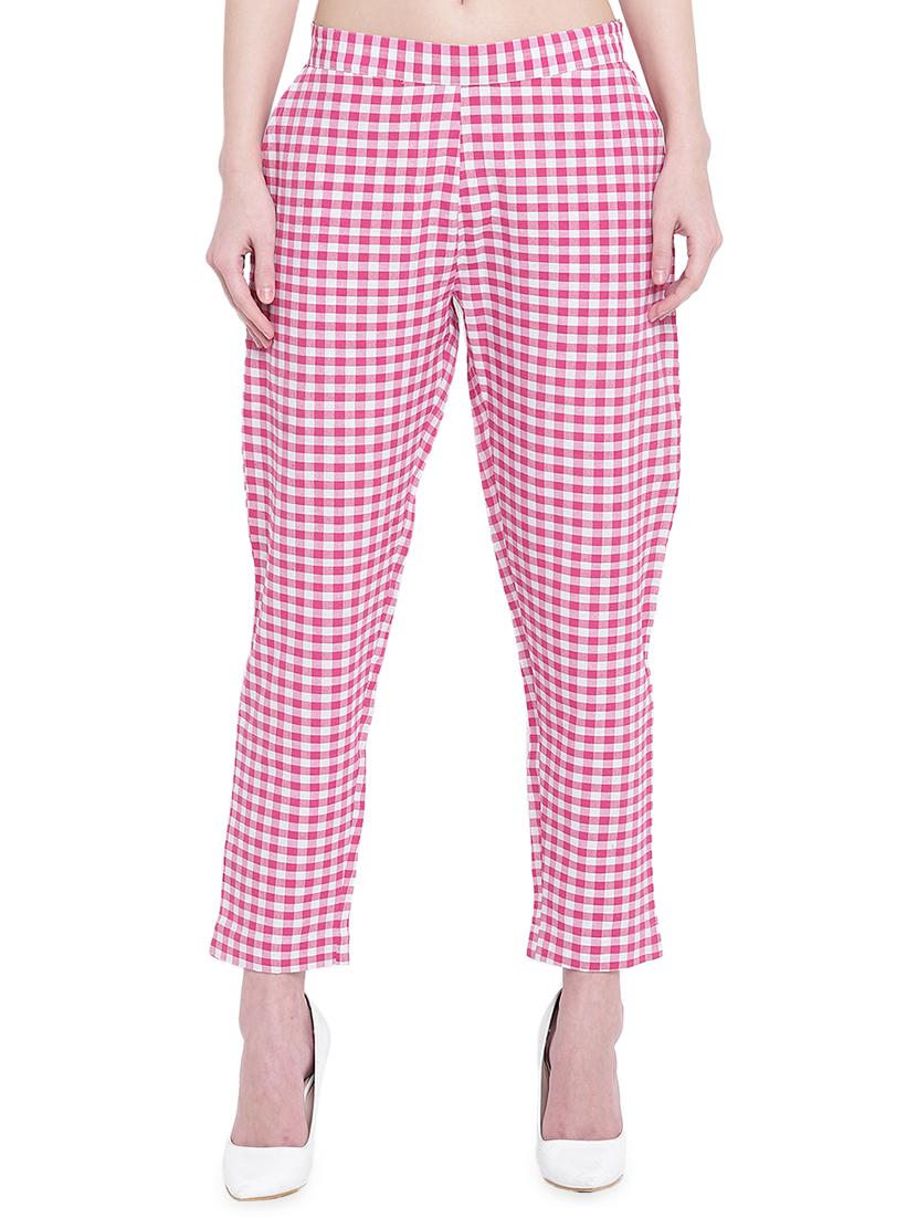 gingham flat front crop trousers - 16503935 - Zoom Image - 1