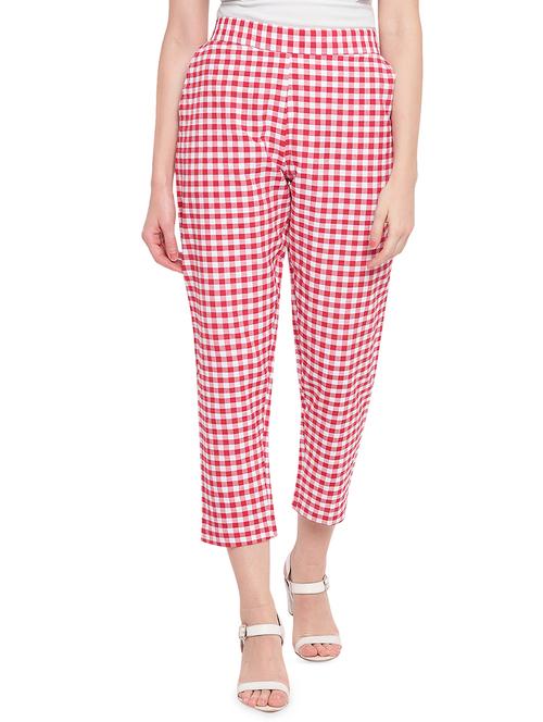 gingham flat front crop trousers - 16503936 - Standard Image - 1