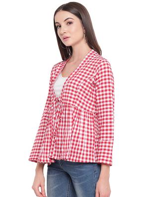 tie knot gathered gingham shrug - 16503938 - Standard Image - 2