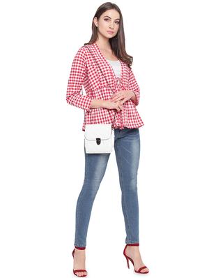 tie knot gathered gingham shrug - 16503938 - Standard Image - 4