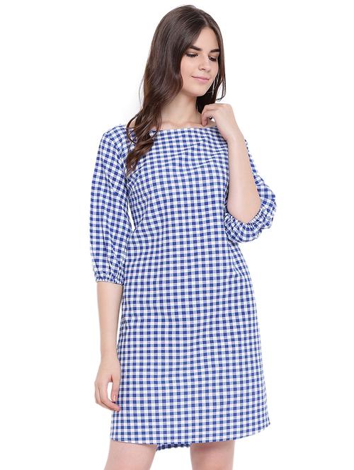 boat neck gingham shift dress - 16503943 - Standard Image - 1