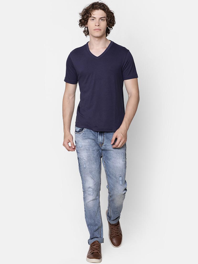 blue solid t-shirt - 16503985 - Zoom Image - 4