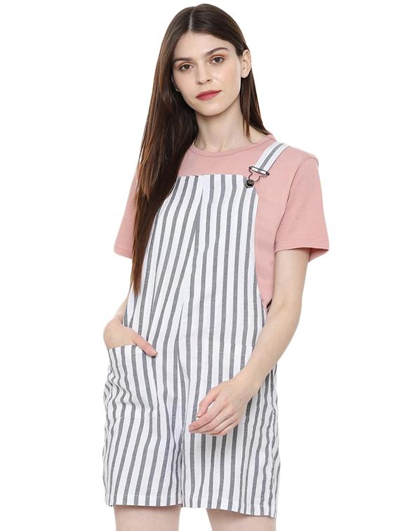 pocket detail striped dungaree jumpsuit - 16504063 - Zoom Image - 1