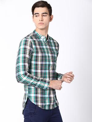 blue checkered short kurta - 16504703 - Standard Image - 2