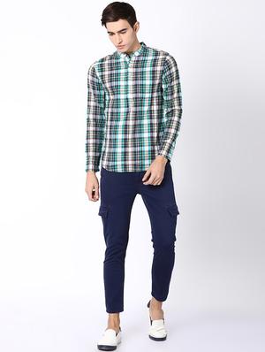 blue checkered short kurta - 16504703 - Standard Image - 4
