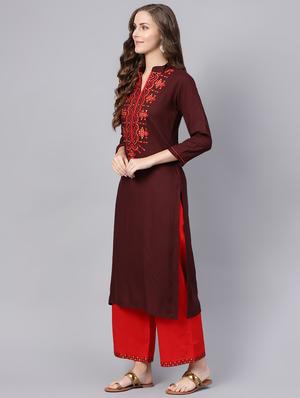 embroidered straight kurta - 16504820 - Standard Image - 2