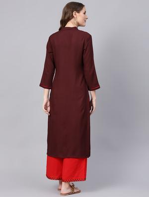 embroidered straight kurta - 16504820 - Standard Image - 3