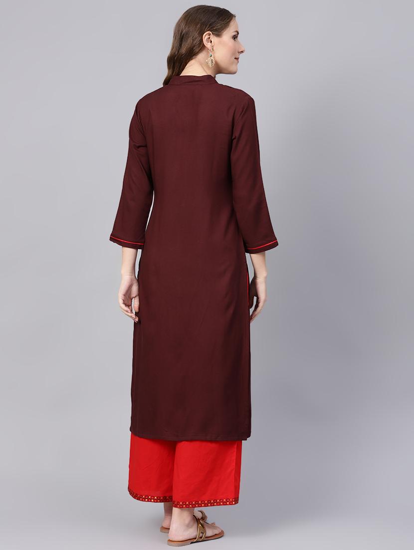 embroidered straight kurta - 16504820 - Zoom Image - 3