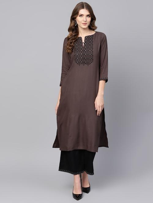 embroidered straight kurta - 16504821 - Standard Image - 1