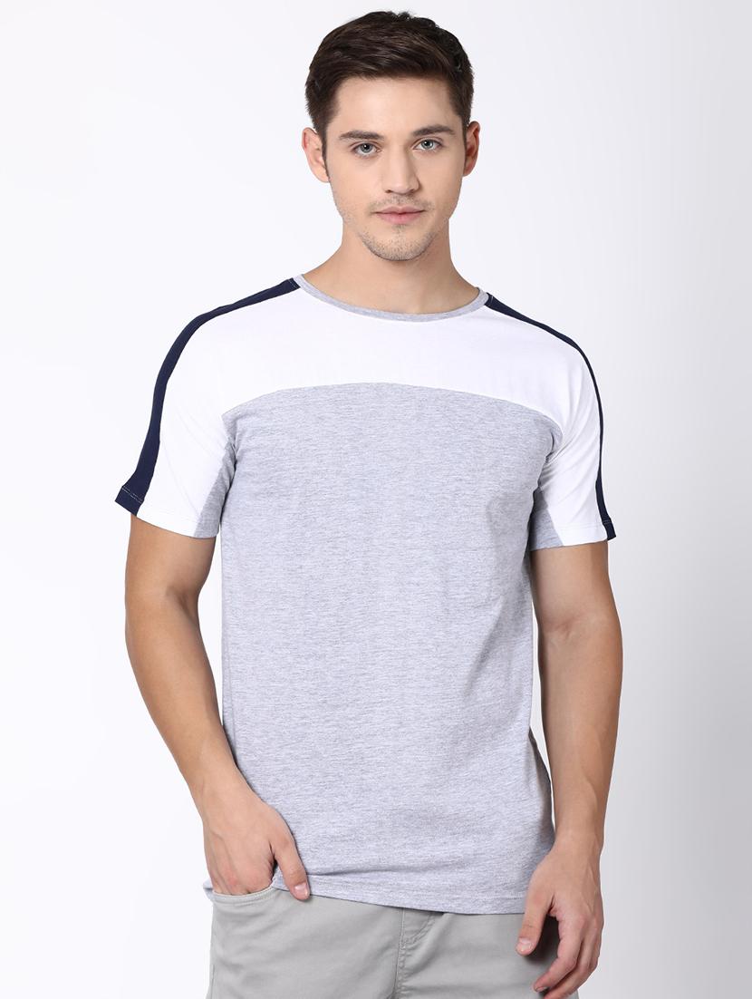 grey color block cut & sew t-shirt - 16505576 - Zoom Image - 1