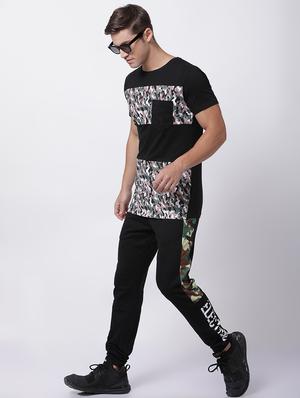 black camouflage print cut & sew pocket t-shirt - 16505581 - Standard Image - 4