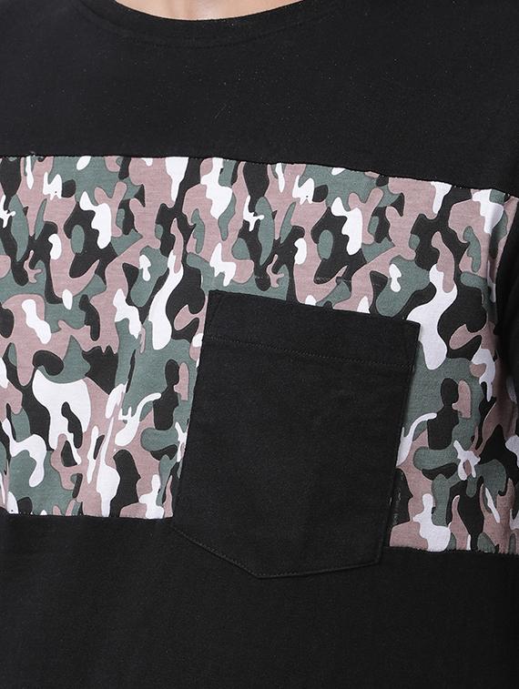 black camouflage print cut & sew pocket t-shirt - 16505581 - Zoom Image - 5