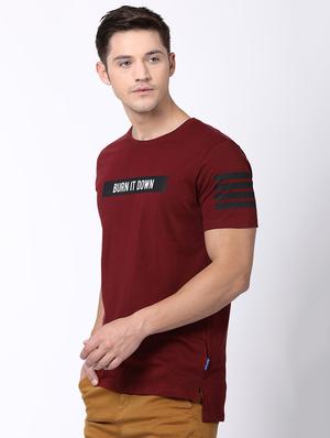 maroon back print t-shirt - 16505612 - Standard Image - 2