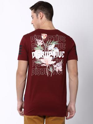maroon back print t-shirt - 16505612 - Standard Image - 3