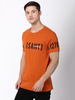 orange typographic print t-shirt - 16505618 - Standard Image - 2