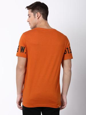 orange typographic print t-shirt - 16505618 - Standard Image - 3