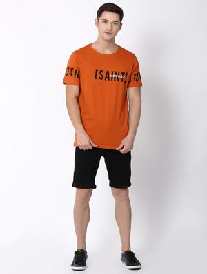 orange typographic print t-shirt - 16505618 - Standard Image - 4
