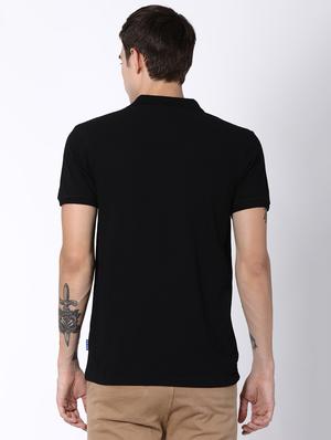 black solid polo t-shirt - 16505626 - Standard Image - 3