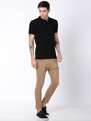 black solid polo t-shirt - 16505626 - Standard Image - 4