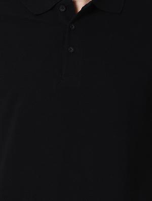 black solid polo t-shirt - 16505626 - Standard Image - 5