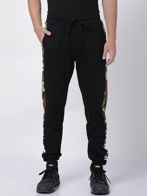 black camouflage side striped full length track pant - 16505655 - Standard Image - 1