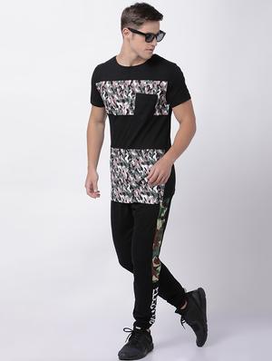 black camouflage side striped full length track pant - 16505655 - Standard Image - 4