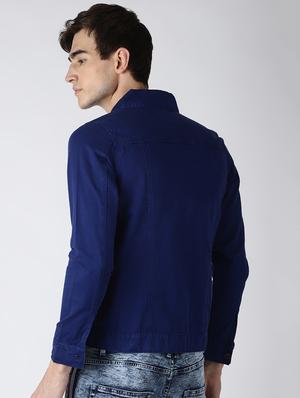 blue solid denim jacket - 16505763 - Standard Image - 3